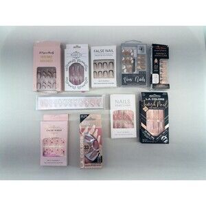 Professional False Nails - Press on Nails, Long, with Glue, color White and Red.